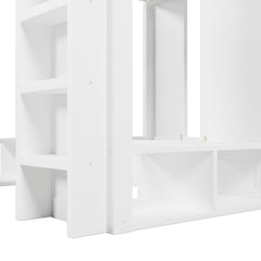 Bellemave® Triple Bunk Bed with Storage Shelves & Hooks, Twin Over Twin XL Loft Bed - Bellemave