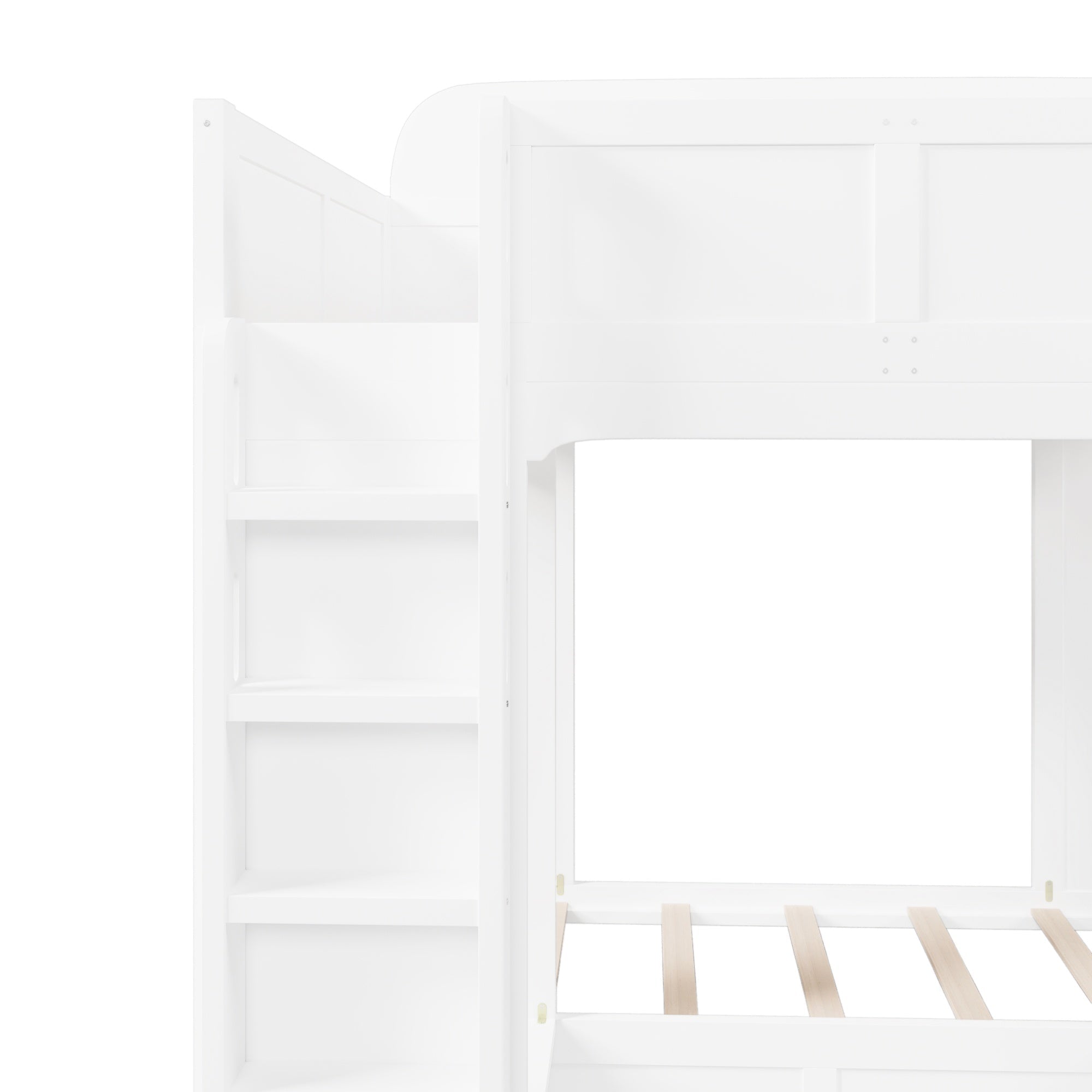 Bellemave® Triple Bunk Bed with Storage Shelves & Hooks, Twin Over Twin XL Loft Bed - Bellemave