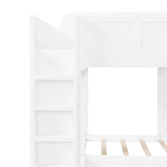 Bellemave® Triple Bunk Bed with Storage Shelves & Hooks, Twin Over Twin XL Loft Bed - Bellemave