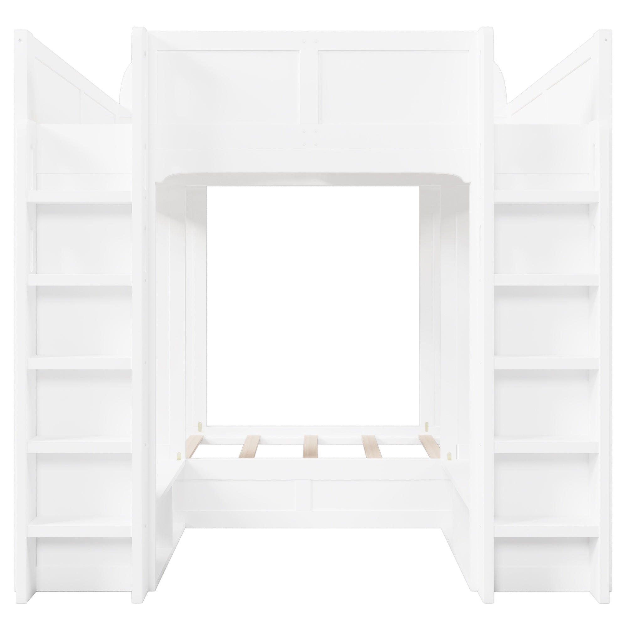 Bellemave® Triple Bunk Bed with Storage Shelves & Hooks, Twin Over Twin XL Loft Bed - Bellemave