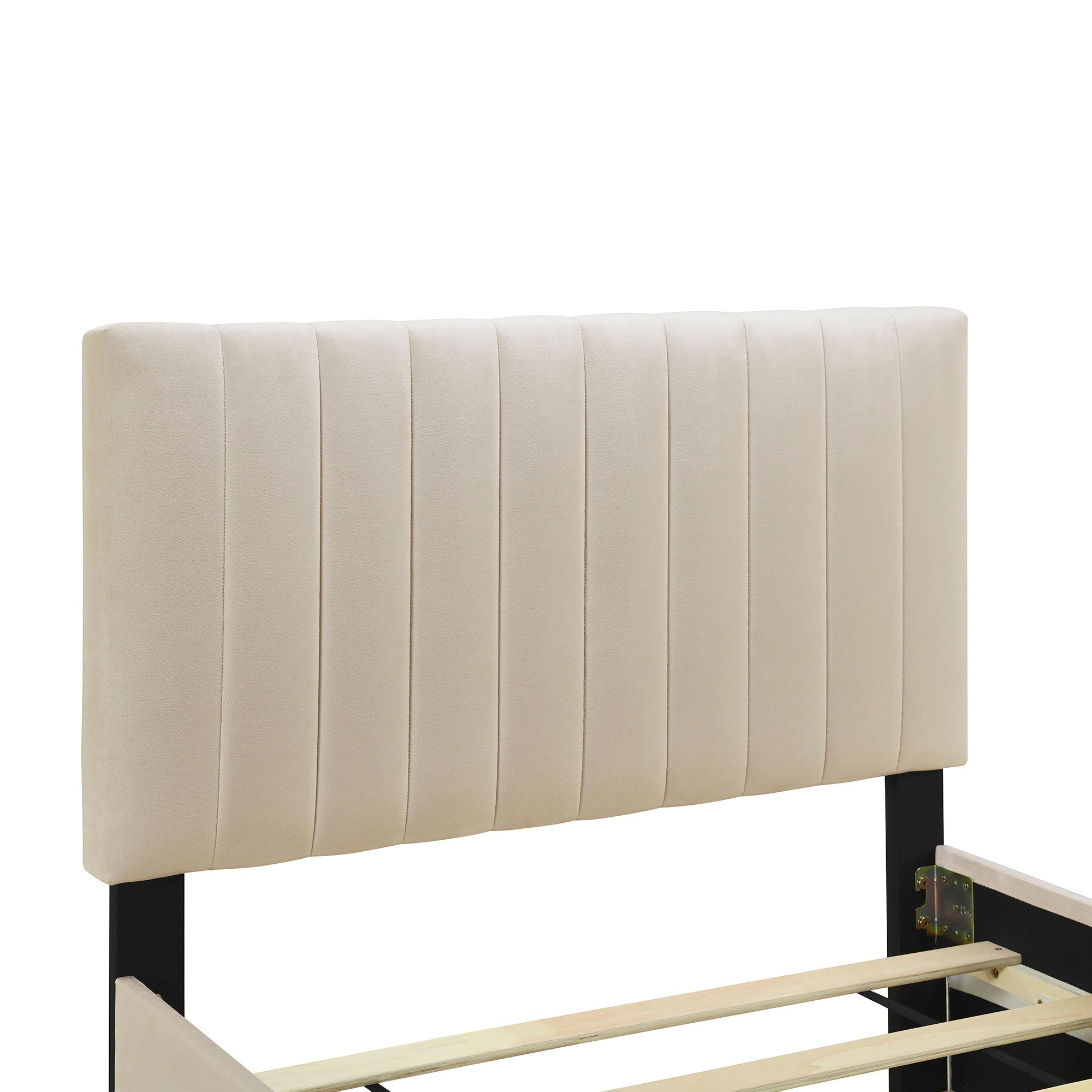 Bellemave® Trundle Bed Frame, Velvet Upholstered Platform Bed with Wood Slats, No Box Spring Needed – Modern Bedroom Furniture - Bellemave