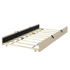 Bellemave® Trundle Bed Frame, Velvet Upholstered Platform Bed with Wood Slats, No Box Spring Needed – Modern Bedroom Furniture - Bellemave