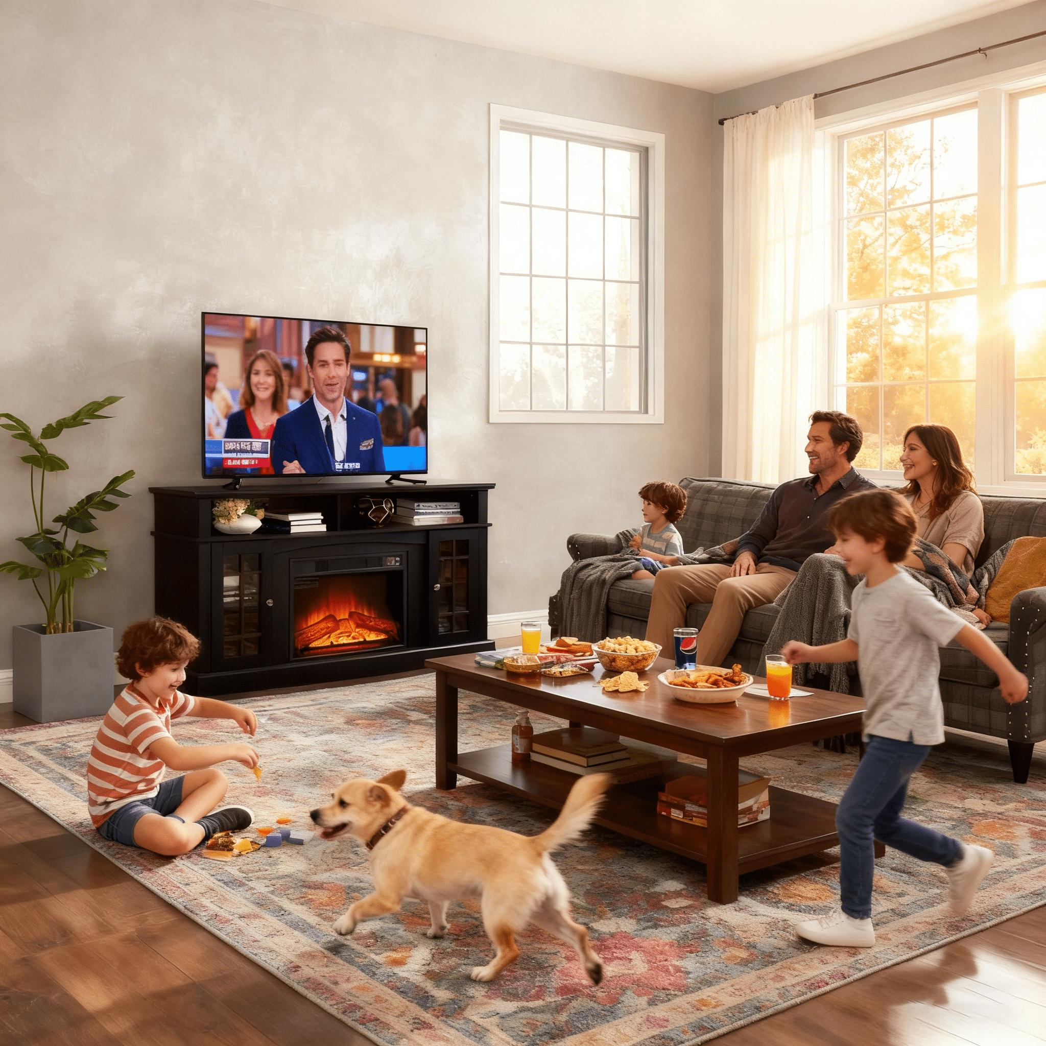 Bellemave® TV Stand with Electric Fireplace Entertainment Center,Door Sensor - Reclaimed Barnwood Color - Bellemave