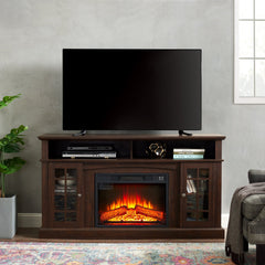 Bellemave® TV Stand with Electric Fireplace Entertainment Center,Door Sensor - Reclaimed Barnwood Color - Bellemave
