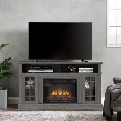 Bellemave® TV Stand with Electric Fireplace Entertainment Center,Door Sensor - Reclaimed Barnwood Color - Bellemave