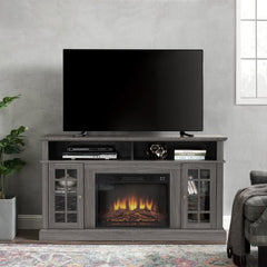 Bellemave® TV Stand with Electric Fireplace Entertainment Center,Door Sensor - Reclaimed Barnwood Color - Bellemave