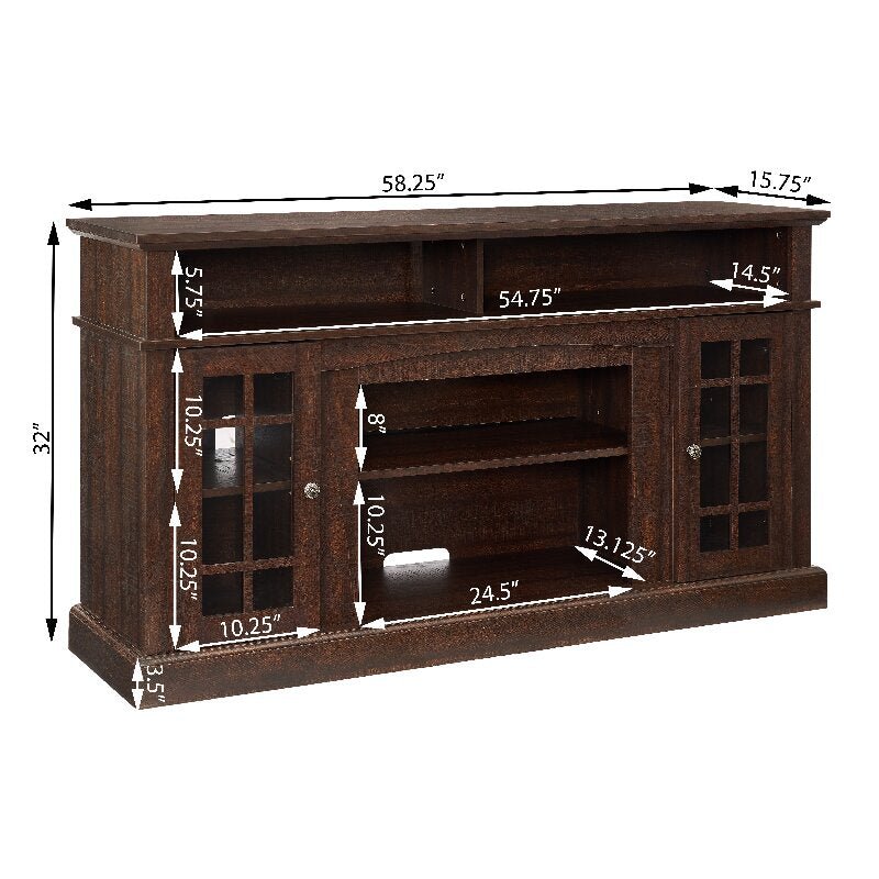 Bellemave® TV Stand with Electric Fireplace Entertainment Center,Door Sensor - Reclaimed Barnwood Color - Bellemave