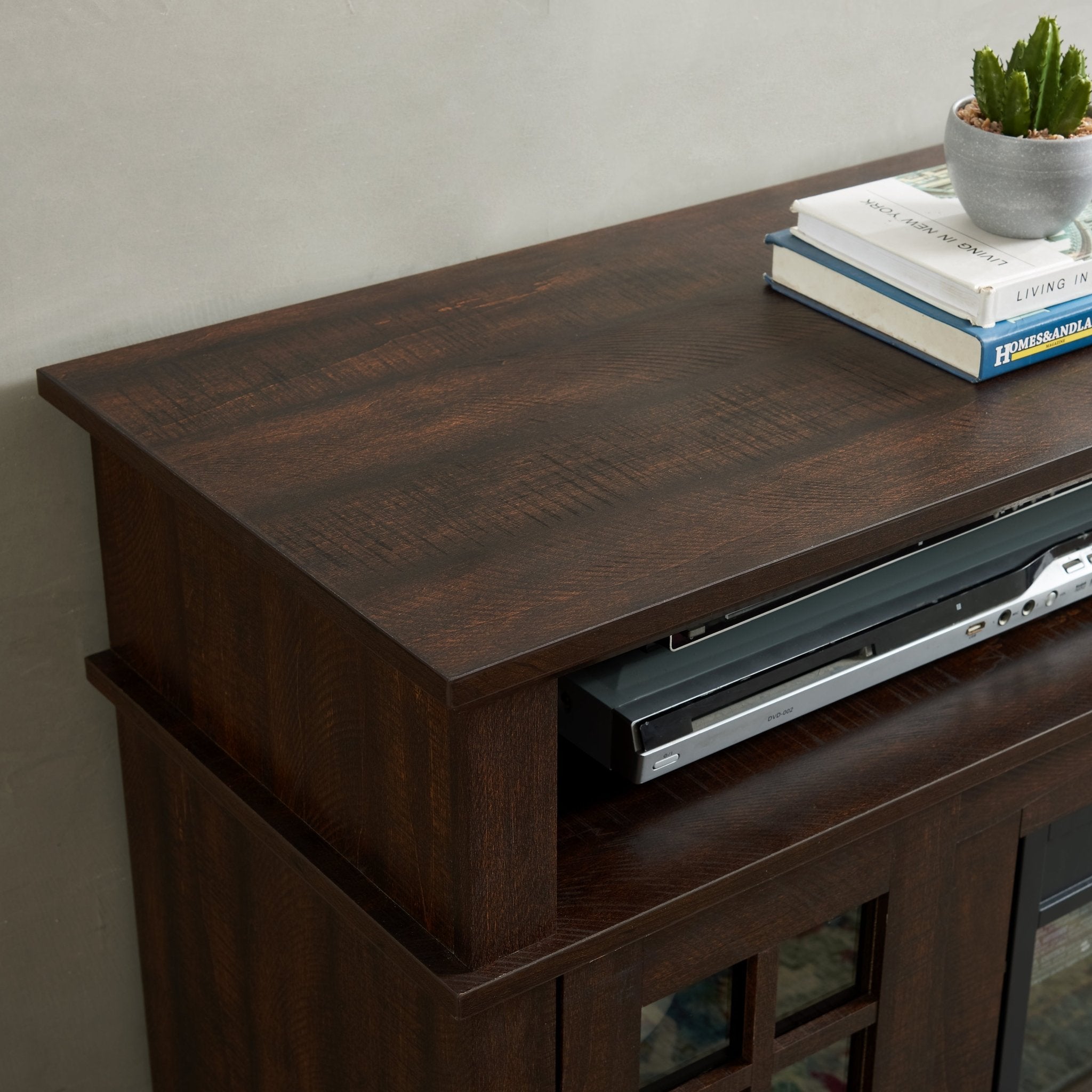 Bellemave® TV Stand with Electric Fireplace Entertainment Center,Door Sensor - Reclaimed Barnwood Color - Bellemave