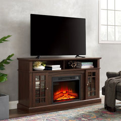 Bellemave® TV Stand with Electric Fireplace Entertainment Center,Door Sensor - Reclaimed Barnwood Color - Bellemave