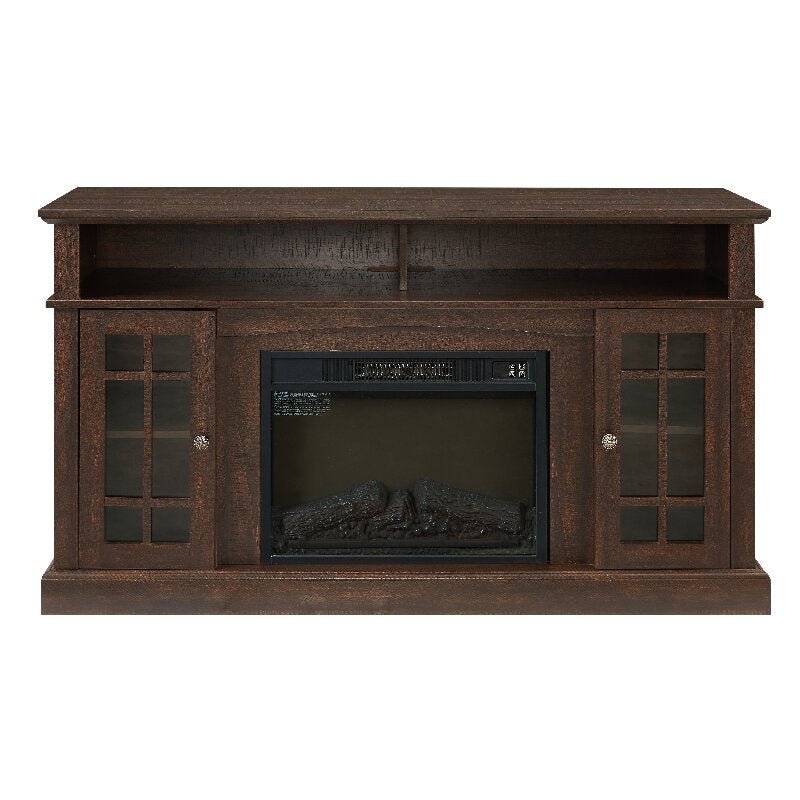 Bellemave® TV Stand with Electric Fireplace Entertainment Center,Door Sensor - Reclaimed Barnwood Color - Bellemave
