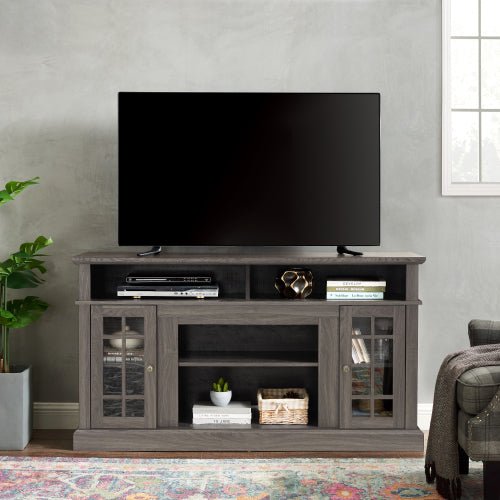 Bellemave® TV Stand with Electric Fireplace Entertainment Center,Door Sensor - Reclaimed Barnwood Color - Bellemave