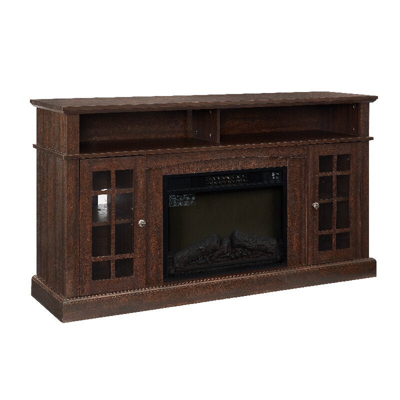 Bellemave® TV Stand with Electric Fireplace Entertainment Center,Door Sensor - Reclaimed Barnwood Color - Bellemave