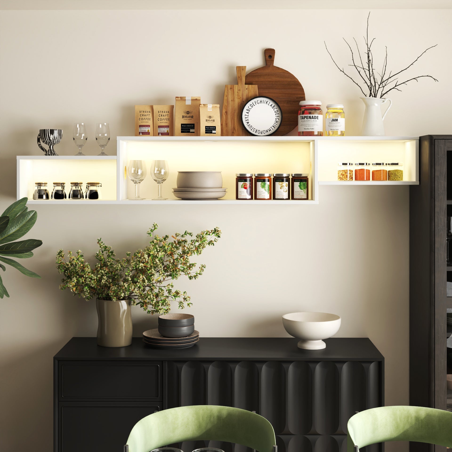 Bellemave® TV Stands for Living Room with LED RGB Lights，in Lounge Room, Living Room and Bedroom(Black) - Bellemave