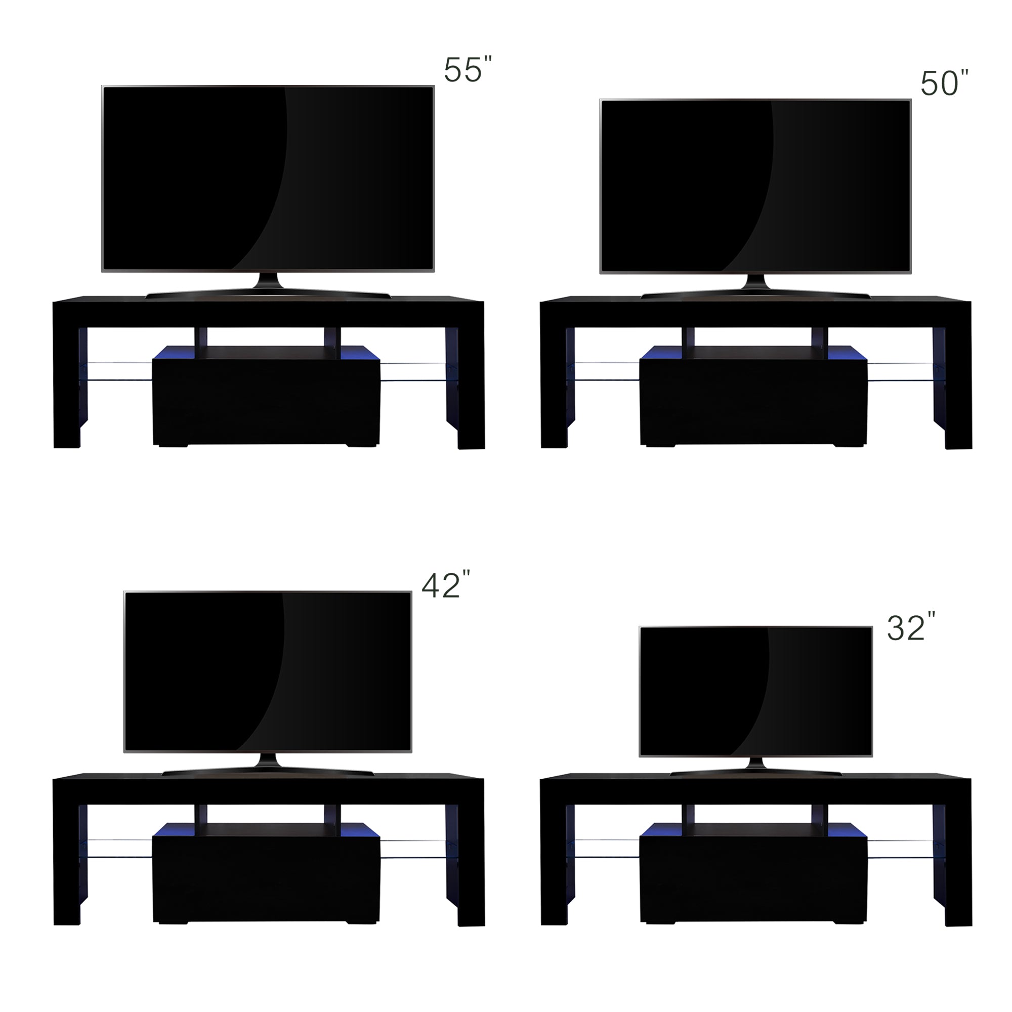 Bellemave® TV Stands for Living Room with LED RGB Lights，in Lounge Room, Living Room and Bedroom(Black) - Bellemave