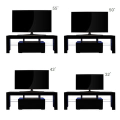 Bellemave® TV Stands for Living Room with LED RGB Lights，in Lounge Room, Living Room and Bedroom(Black) - Bellemave