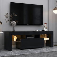 Bellemave® TV Stands for Living Room with LED RGB Lights，in Lounge Room, Living Room and Bedroom(Black) - Bellemave
