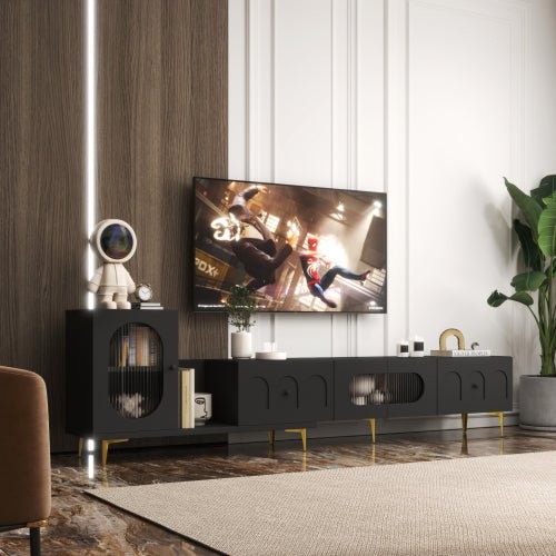 Bellemave® TV Stands for Living Room with LED RGB Lights，in Lounge Room, Living Room and Bedroom(Black) - Bellemave