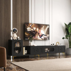 Bellemave® TV Stands for Living Room with LED RGB Lights，in Lounge Room, Living Room and Bedroom(Black) - Bellemave