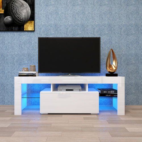 Bellemave® TV Stands for Living Room with LED RGB Lights，in Lounge Room, Living Room and Bedroom(Black) - Bellemave