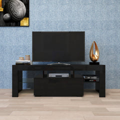 Bellemave® TV Stands for Living Room with LED RGB Lights，in Lounge Room, Living Room and Bedroom(Black) - Bellemave