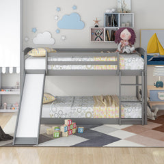 Bellemave® Twin Bunk Bed with Convertible Slide and Ladder , Gray - Bellemave
