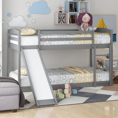 Bellemave® Twin Bunk Bed with Convertible Slide and Ladder , Gray - Bellemave