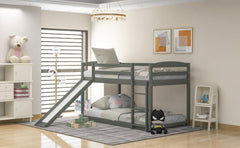 Bellemave® Twin Bunk Bed with Convertible Slide and Ladder , Gray - Bellemave
