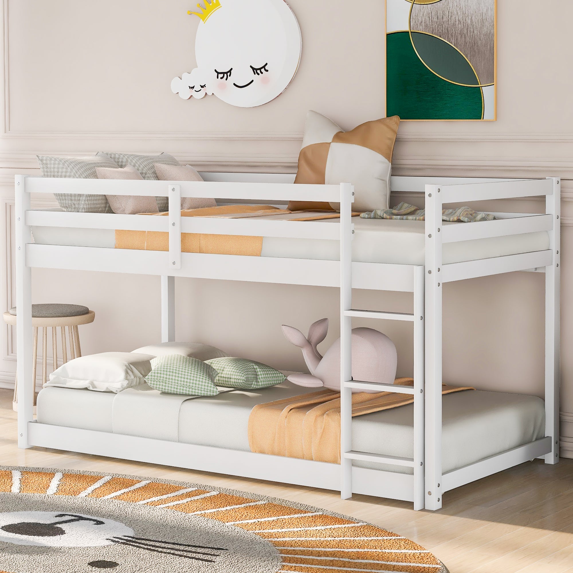 Bellemave® Twin Bunk Bed with Convertible Slide and Ladder , Gray - Bellemave