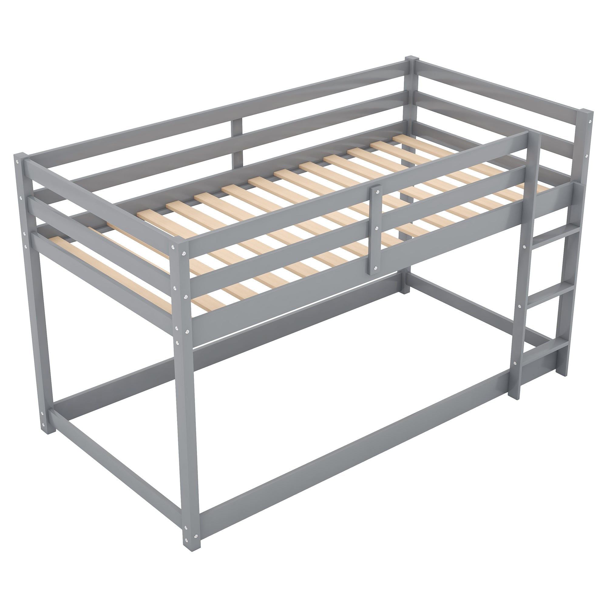 Bellemave® Twin Bunk Bed with Convertible Slide and Ladder , Gray - Bellemave