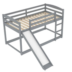 Bellemave® Twin Bunk Bed with Convertible Slide and Ladder , Gray - Bellemave