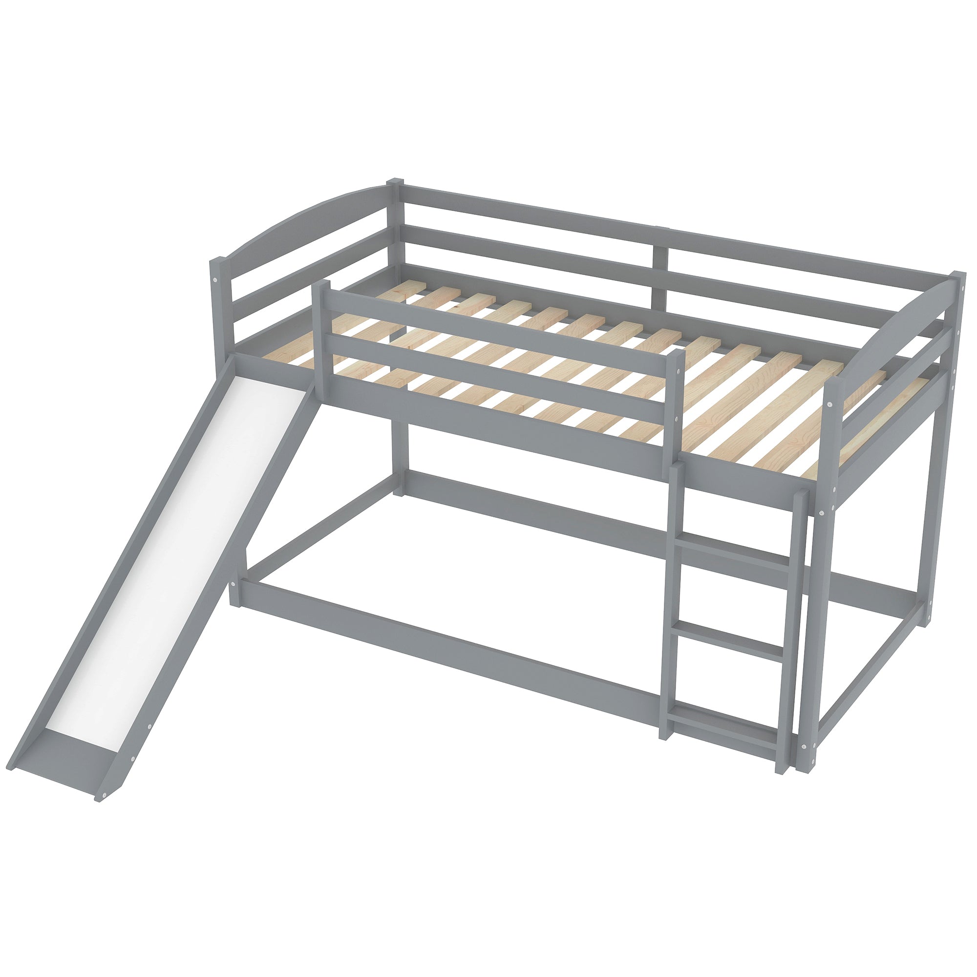 Bellemave® Twin Bunk Bed with Convertible Slide and Ladder , Gray - Bellemave
