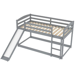 Bellemave® Twin Bunk Bed with Convertible Slide and Ladder , Gray - Bellemave