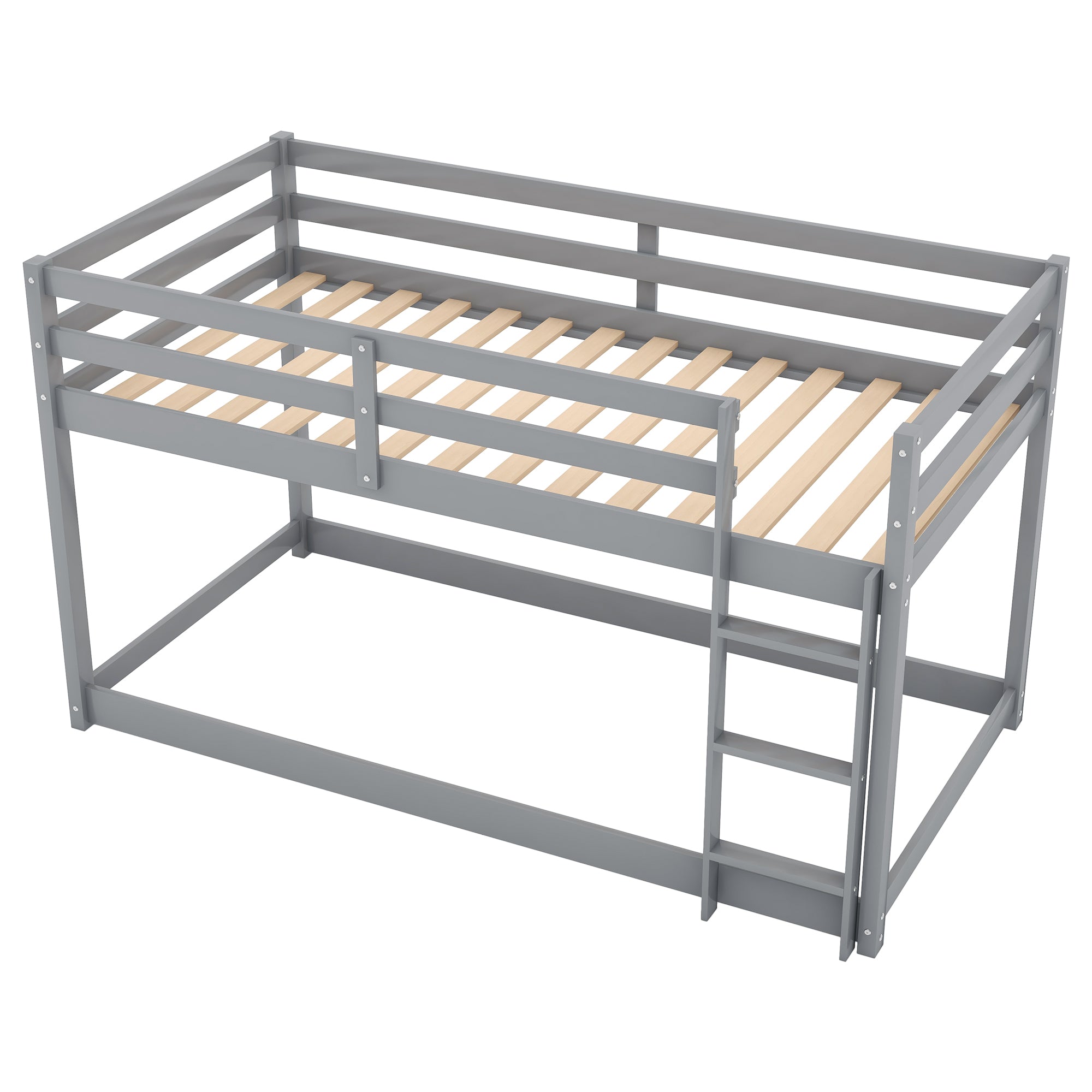 Bellemave® Twin Bunk Bed with Convertible Slide and Ladder , Gray - Bellemave
