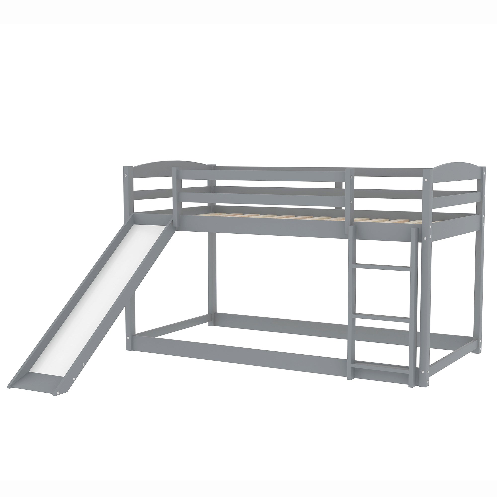 Bellemave® Twin Bunk Bed with Convertible Slide and Ladder , Gray - Bellemave