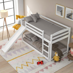 Bellemave® Twin Bunk Bed with Convertible Slide and Ladder , Gray - Bellemave