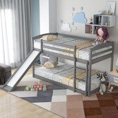 Bellemave® Twin Bunk Bed with Convertible Slide and Ladder , Gray - Bellemave