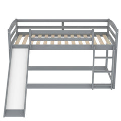 Bellemave® Twin Bunk Bed with Convertible Slide and Ladder , Gray - Bellemave