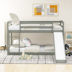 Bellemave® Twin Bunk Bed with Convertible Slide and Ladder , Gray - Bellemave