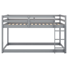 Bellemave® Twin Bunk Bed with Convertible Slide and Ladder , Gray - Bellemave