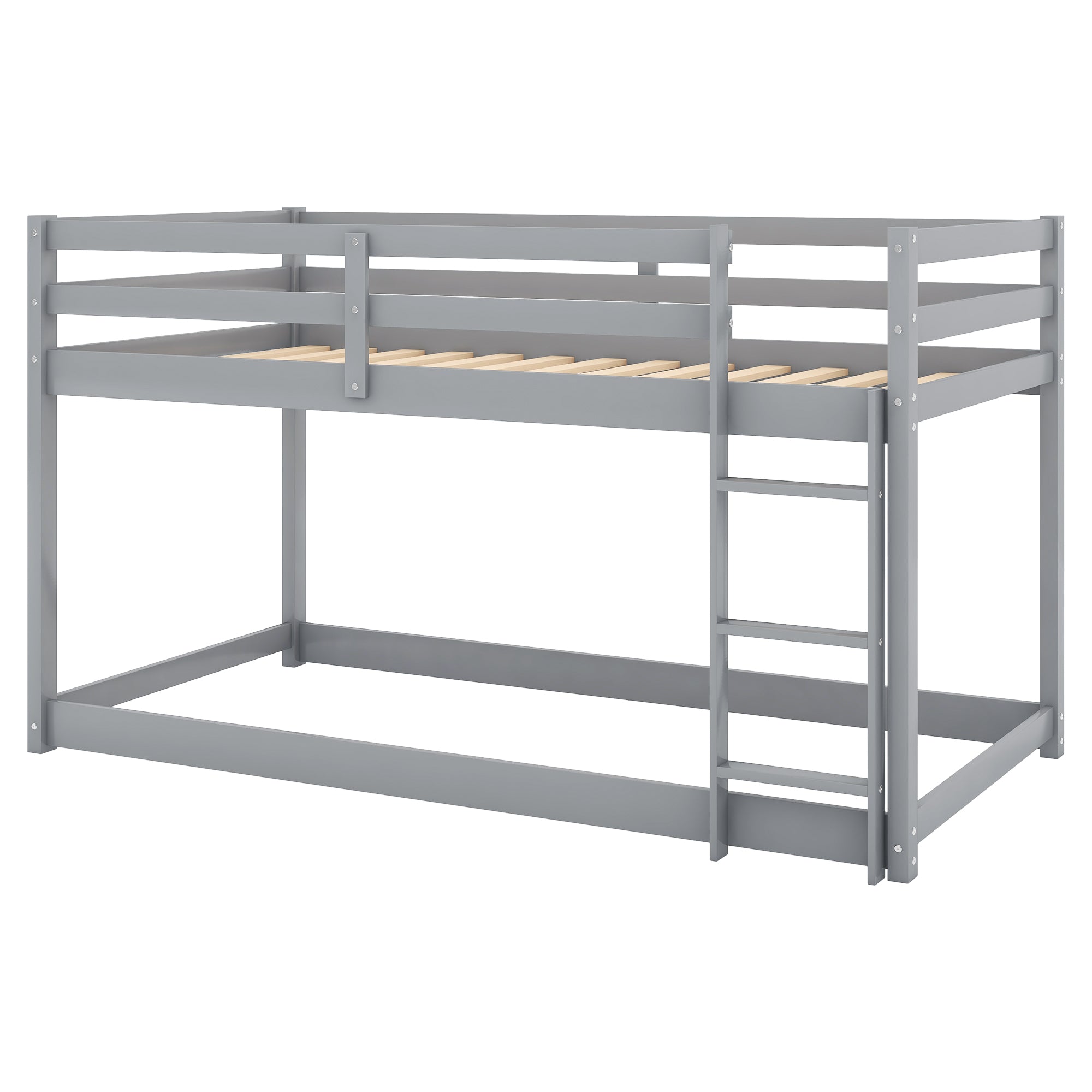 Bellemave® Twin Bunk Bed with Convertible Slide and Ladder , Gray - Bellemave