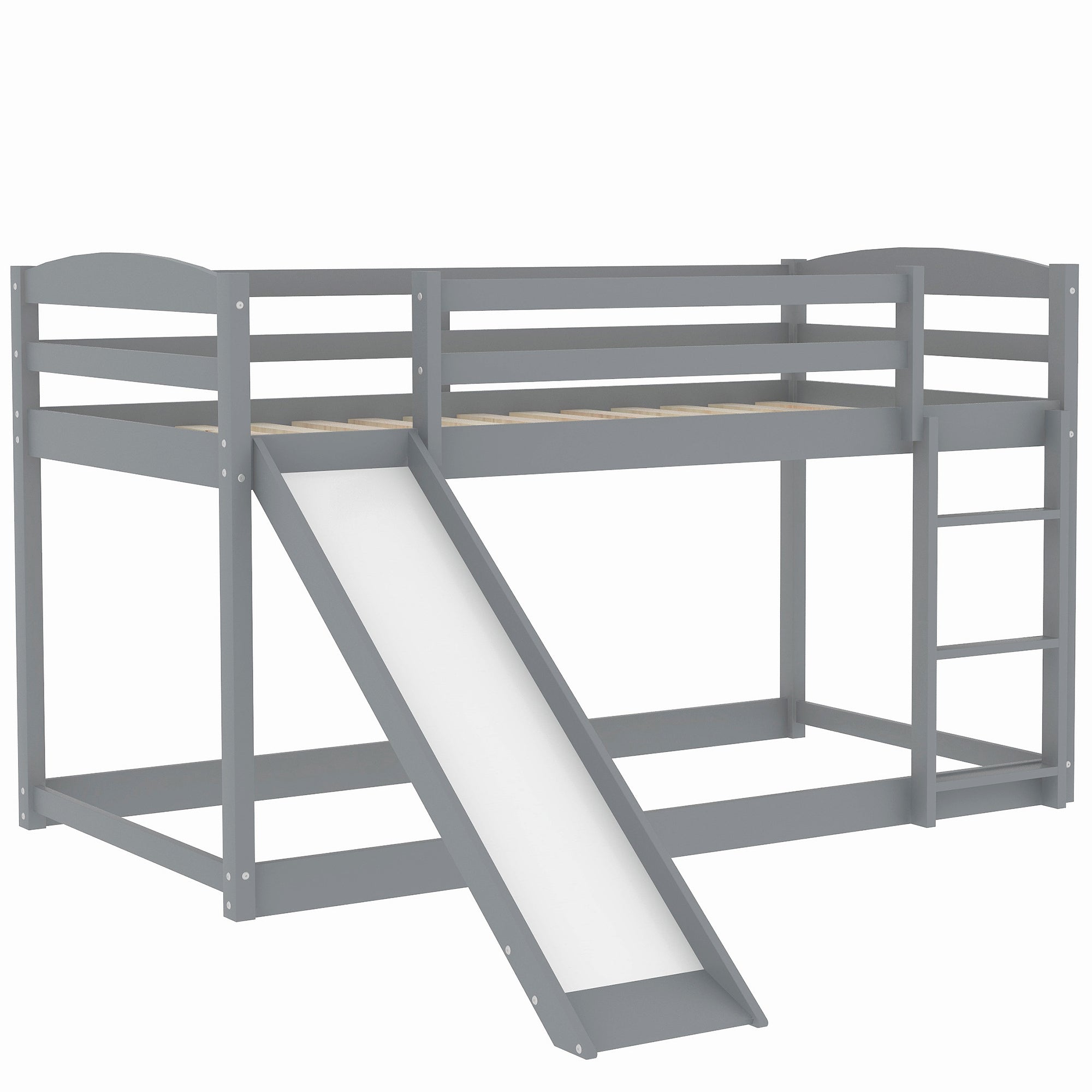 Bellemave® Twin Bunk Bed with Convertible Slide and Ladder , Gray - Bellemave