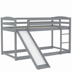 Bellemave® Twin Bunk Bed with Convertible Slide and Ladder , Gray - Bellemave