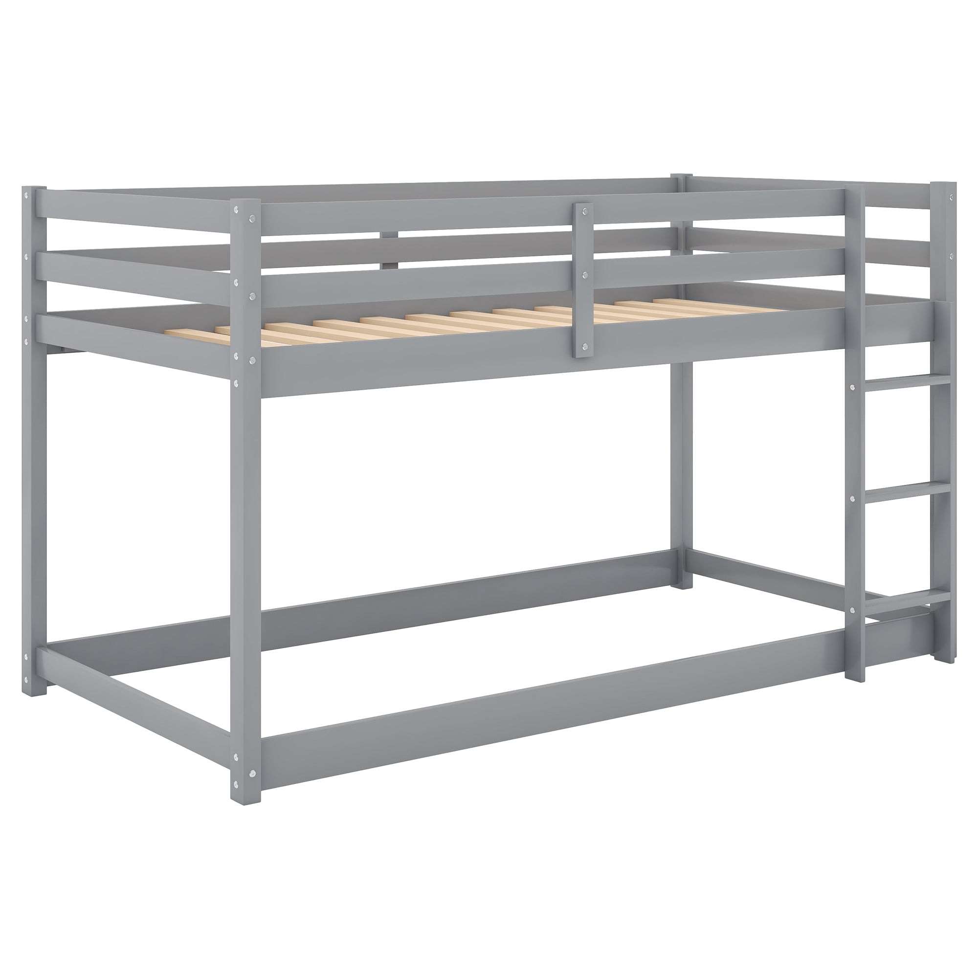 Bellemave® Twin Bunk Bed with Convertible Slide and Ladder , Gray - Bellemave