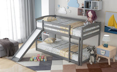 Bellemave® Twin Bunk Bed with Convertible Slide and Ladder , Gray - Bellemave