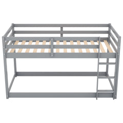 Bellemave® Twin Bunk Bed with Convertible Slide and Ladder , Gray - Bellemave