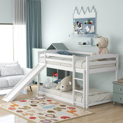 Bellemave® Twin Bunk Bed with Convertible Slide and Ladder , Gray - Bellemave