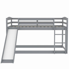 Bellemave® Twin Bunk Bed with Convertible Slide and Ladder , Gray - Bellemave