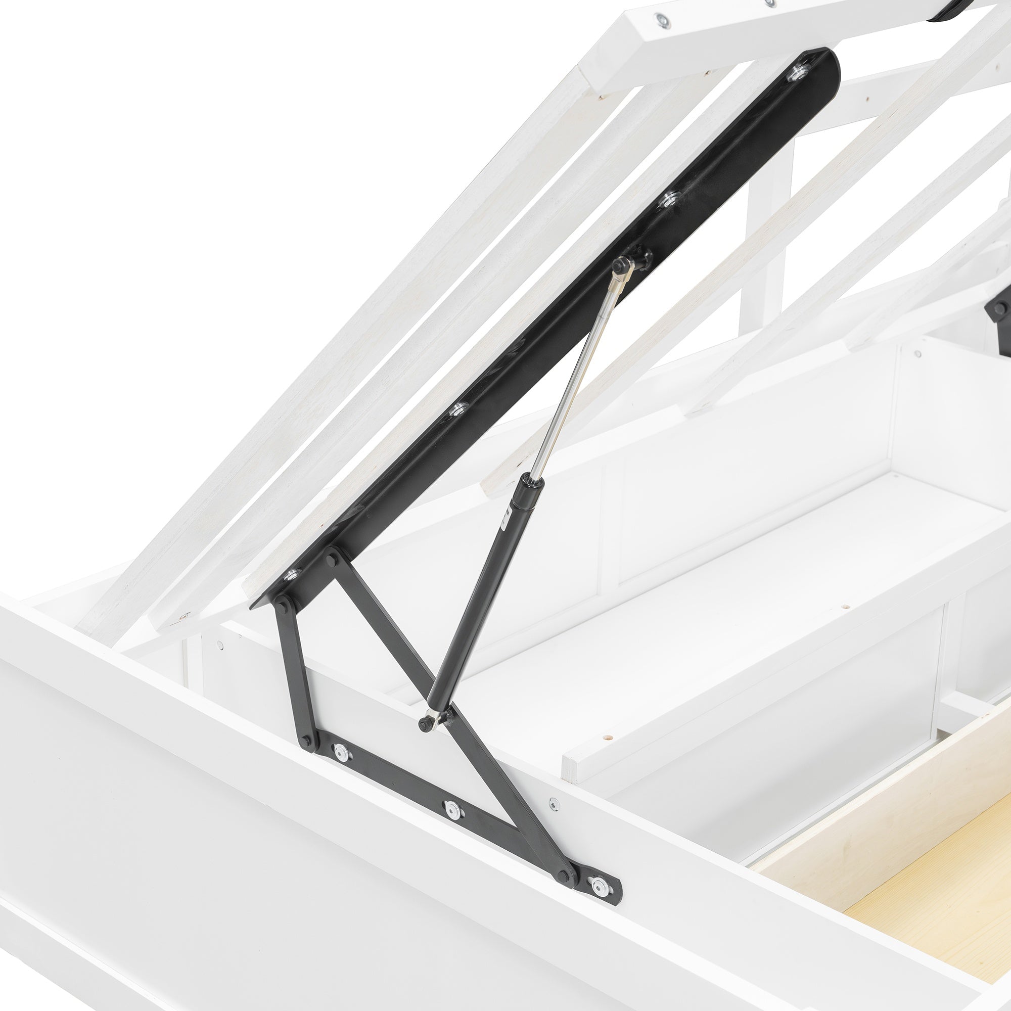Bellemave® Twin Bunk Bed with Drawers, Wood Twin Over Twin Bunk Bed with Wardrobe, Storage Shelves & Hydraulic Bed - Bellemave