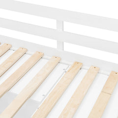 Bellemave® Twin Bunk Bed with Drawers, Wood Twin Over Twin Bunk Bed with Wardrobe, Storage Shelves & Hydraulic Bed - Bellemave