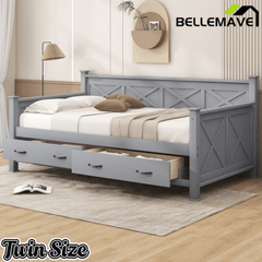 Bellemave® Twin Daybed with Drawers, Wood daybed Frame with Storage,Modern and Rustic Casual Twin Daybed - Bellemave